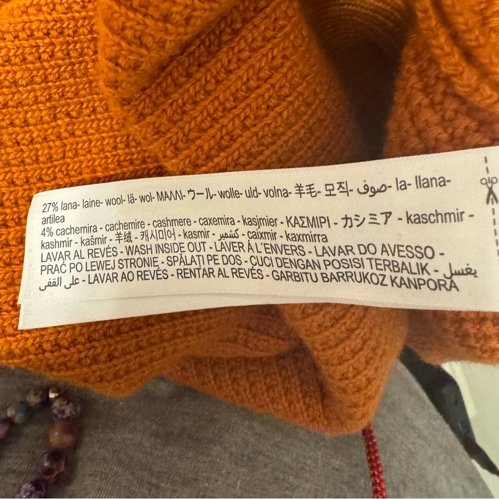 Massimo Dutti Burnt Orange Wool Blend Cowl Neck Sweater – M/L | Made in Spain - Picture 8 of 10